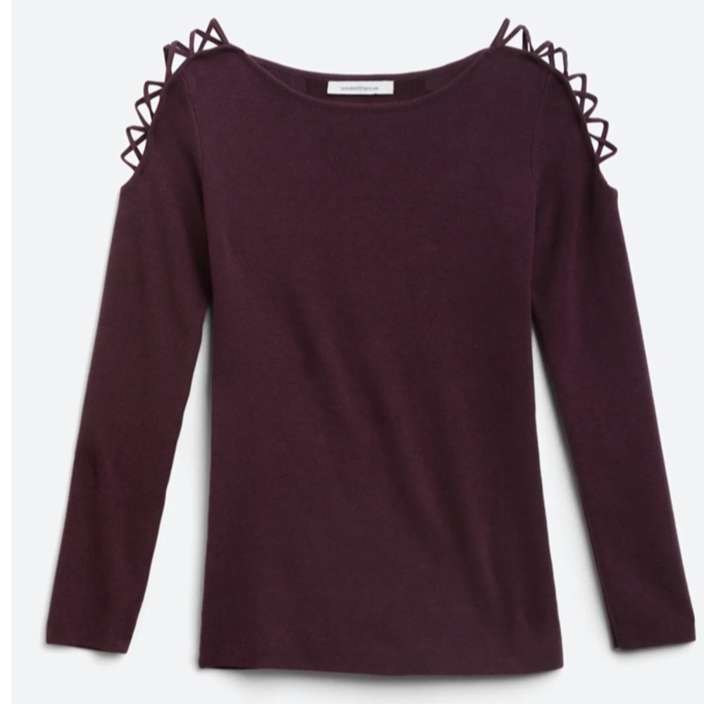 Dark purple Stitch’s & Stripes cutout shoulder pullover